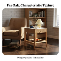 Nordic Design two-levellevel Corner Table Natural Wood Grain Household Furniture Minimalist aesthetic Storage Stand Space Saving for Interior Decorators, Apartment Dwellers, Living Room, Bedroom, Small Rooms, Lounge Area