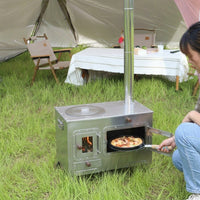Portable Outdoor Pizza Oven Wood-Fired, 10-Inch Pizza Oven for Camping & Garden, with Temperature Gauge, 51x29x41cm Steel