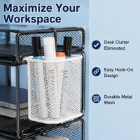 Metal Mesh Pen Holder, Hanging Square Desk Tidy, Pen Pot for Office Workers & Students, Stationery Organiser