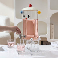 Beverage Dispenser with Cartoon Juice Theme, Iced Tea Drink Dispenser with Stand, Cold Refreshment Station Tap Server