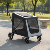 Foldable Folding Pet Stroller Easy Fold Lightweight Dog Stroller Mesh Window for Medium Dogs