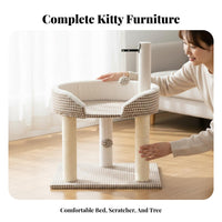 Sisal Scratching Posts Multi-Level Feline Condo Space-Saving Design 2-Tier Feline Tree Stable Base Pet Furniture Includes Dangling Toys for Felines, Kittens, Indoors, Indoor, Play Area, Apartment Living