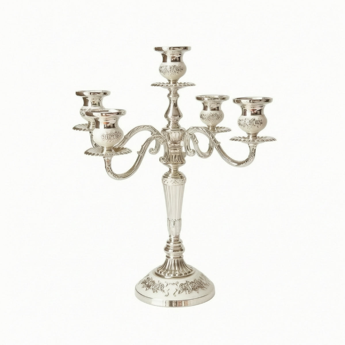 Five-Head Gold and Silver Plated Metal Alloy European Style Candle Holder for Home, Hotel, KTV Classic