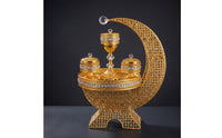 Metal Scent Burner Ornate Scent Holder with Tray Crystal-Like Decorative Censer for Entryway