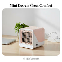 7-Color LED Light Mini Water Cooling Fan Quiet Operation Portable Air Cooler Adjustable Speed for Students, Office Workers, Dorm Room