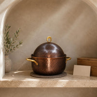 Hammered Copper Soup Pot Deep Body Japanese-Design Pot Loop Handle