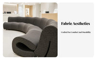 Serpentine Fabric Settee Italian design Curved Sofa Water Ripple outline Lounge Furniture for Interior Designers, archhitects, Lobby, Salon, Showroom