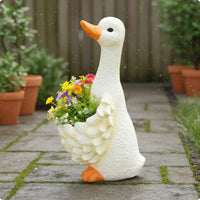 Decorative Goose Planter Outdoor Goose-Shaped Planter Orange Accents for Park