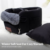 Warm and Comfortable Pet Car Console Seat Washable Cushion Console Dog Car Seat Non-Slip for Road Trips, Vet Visits, Home