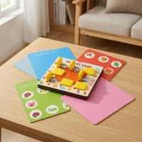 Hinged Tiles Memory Chess Game Double-Sided Cards Wooden Memory Matching Game Pattern Recognition Wooden Matching Board Colorful Printed