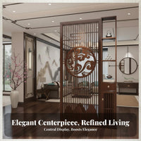 Solid Wood Screen Partition Multi-Functional Design Chinese Design Entryway Screen Handcrafted Wooden Grille Separate R with Cabinet for Homeowners