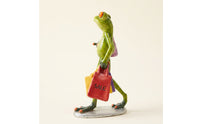 Frog Figurine with Shopping Bags Funny Animal Collectible Lively Statue for Shelf