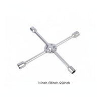 High-Carbon Steel 4-Way Lug Wrench Long-Lasting 4 Way Cross Wrench Forged Construction for DIYers, Roadside Emergency, Auto Repair Shop