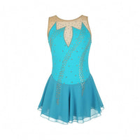 Figure Skating Dress Flared Skirt Sleeveless Skating Dress Breathable Glittering Stage Costume for Dancers