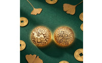 Brass Hand Ball Shiny Finish Carved Brass Sphere Spiraling Patterns Ornamental Piece for Exercise