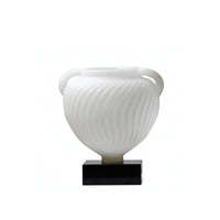 Double Eared Vase with Marble Base Modern Resin Vase Elegant Urn for Living Room, Display Shelf