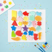 30 Pieces Reusable Kids' Paint Sponge Set Washable Shaped Sponge Stamps Easy to Use Craft Sponges Creative Learning for Toddlers, DIY Projects, Classroom