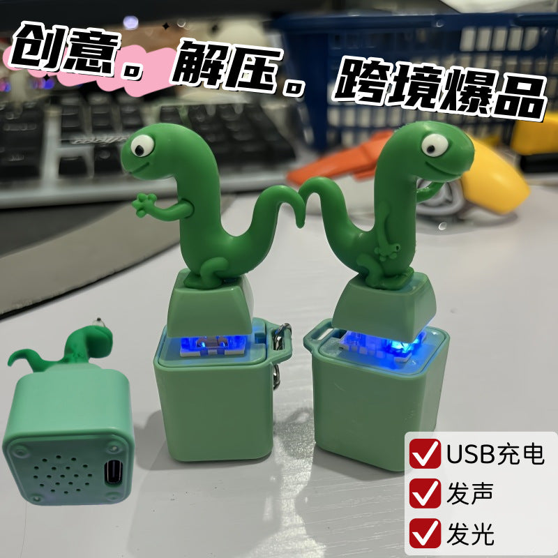 Novelty Animal-Shaped Voice-Activated Light-Up Keychain Pendant