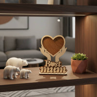 Freestanding Mother's Day Gift Frame Unique Design Wooden Heart Photo Frame Sturdy Best Mom Picture Stand for Grandma, Desk, Office