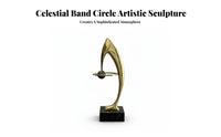 Luxury Accent Piece Saturn Circle Figurine Modern Metal Ornament for Living Room, Hotel Lobby, Entryway