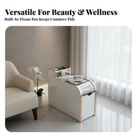 Spa Side Cabinet Light Luxury Design Multifunctional End Table Space Saving Narrow Tea Table with Storage for Salon Owners, Lounge Area