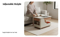 Space-Saving Design Foldable Tea Trolley Mobile on rollers Side Table Lockable Casters Serving Cart Extendable surface for Small Apartment Dwellers, Homeowners, Entertainers, Living Room, Beside Sofa, Home Office