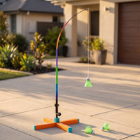 Solo Badminton with Elastic Pole User-Friendly Badminton with Telescopic Elastic Rod Glowing for Court