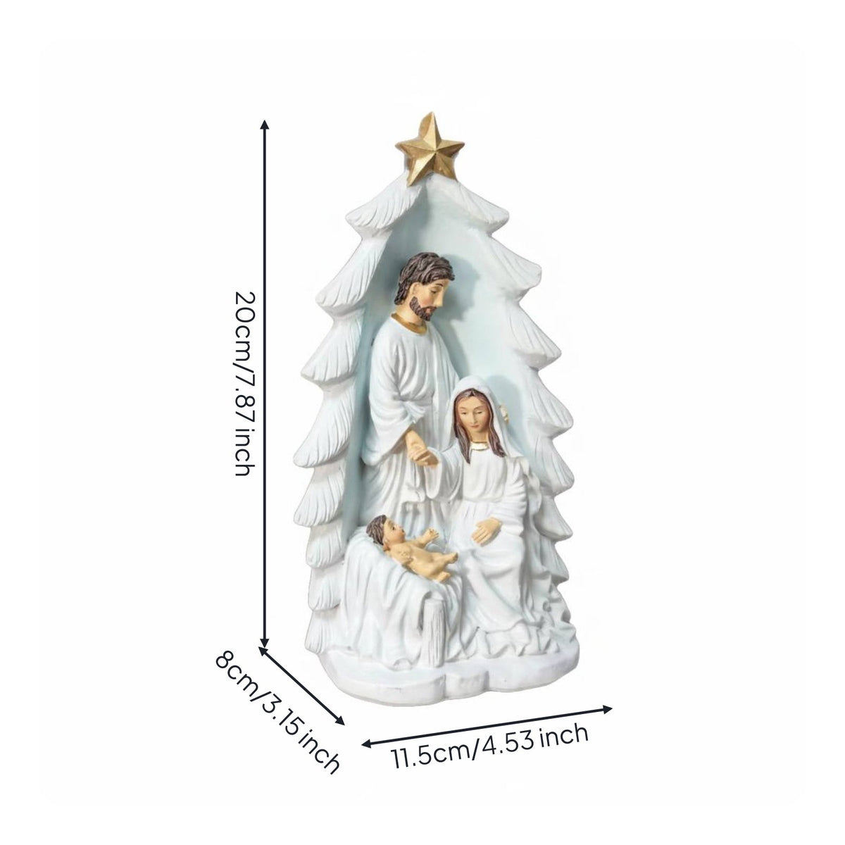 Resin Manger Scene Figurine Modern Design Christmas Tree Nativity Scene Handcrafted Look Holiday Decoration for Christians
