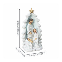 Resin Manger Scene Figurine Modern Design Christmas Tree Nativity Scene Handcrafted Look Holiday Decoration for Christians
