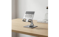 Metal Desktop Stand with Folding Arm Heavy Strong Phone Holder with Rotating Base Holder Stand for Professionals, Students