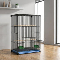 Reinforced Bird Cage with 3 Tiers, Large Bird Cage Metal Habitat with 2 Breeding Boxes, Parrot Cage for Cockatiels Parakeets and Sun Parakeet