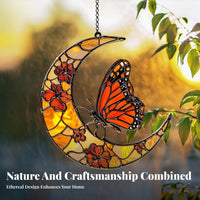 Light-Catching Acrylic Moon Suncatcher Vibrant Colors Floral Toadstool Moon Ornament Weather-Resistant for Gardeners, Patio, Balcony