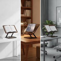 Wooden Book Rest with Swivel Base Hands Rotating Book Stand Space-Saving Paper Holder for Desk, Home Office