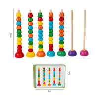 Solid Wood Construction Shape Color Sorting Toy Develops Fine Movement Skills Geometric Shape Stacking Toy Enhances Hand-Eye Coordination