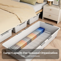 Rolling Underbed Drawer With casters Flat Rolling container particlesproof Lid for Under Bed