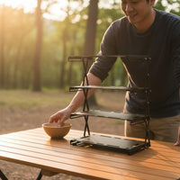 Foldable Camping Shelf No Assembly Required 3 Tier Folding Shelf High Load Capacity 3-Tier Desktop Rack for Campers, Picnic, Barbecue