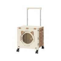 Foldable Pet Carrier Trolley Rotating Wheelbase Cat-Ear Accents Transparent Window