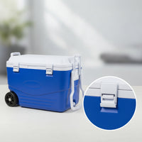 Food-Grade Cooler with Wheels Hard-Sided Wheeled Cooler Large-Capacity Ice Chest Rigid for Camping, Picnics