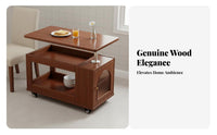 Height-Adjustable Lift-Top Rolling End Table Mobile Design Rolling C-Table Space-Saving Household Furniture Multi-Functional for Small Apartment Dwellers, Home Workers, Students, Living Room, Bedroom