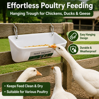 Hanging Chicken Feeder Polymer Trough for Chickens Ducks Geese, Automatic Poultry Feeder for Small Flock