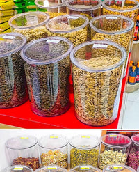 Plastic Sealed Jar for Candy and Dry Goods with Transparent Round Design