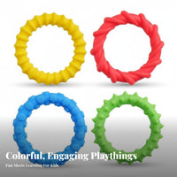4 Pieces Textured Sensory Bracelet Silicone Calming Wristband Child Textured Sensory Wristband for Kids, Adults, Classroom, Office, Travel