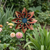 Flower Wind Windmill Decorative Metal Wind Windmill Weather-Resistant Yard Art for Lawn