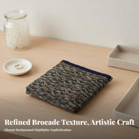 Chinese Brocade Pouch Portable Chinese Silk Brocade Purse Versatile Storage Self-Closing Jewelry Bag for Women, Collectors, Gifting, Daily Use, Travel