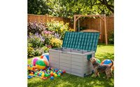 Outdoor Storage Box with Seat Easy Assembly Outdoor Storage Bin with Lid Weather-Resistant Patio Storage Box with Lid for Homeowners, Gardeners, Patio