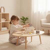 Natural Wooden Toaster Smooth Pretend Play Toaster Minimalist Playset Tabletop for Toddlers, Kids, Playroom, Nursery