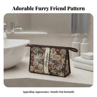 Teddy Bear Makeup Bag Portable Design Cartoon Bear Cosmetic Case Lightweight