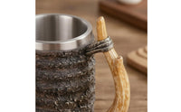 Metal-Lined Tree Branch Mug Textured Branch Handle Mug Wood-Grain