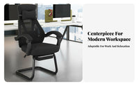 Ergonomic Support Sled Base Mesh Chair Padded Seat Mesh Back Sled Chair Sturdy Frame Office Furniture for Students, Conference Attendees, Guests, Study Room, Reception Area