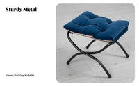 Padded Cross-Frame Stool Foldable Design Footrest Easy to Clean